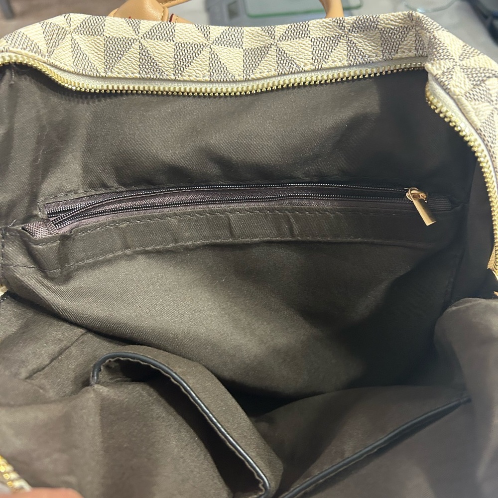 Geometric Patterned Cream Backpack - image 5